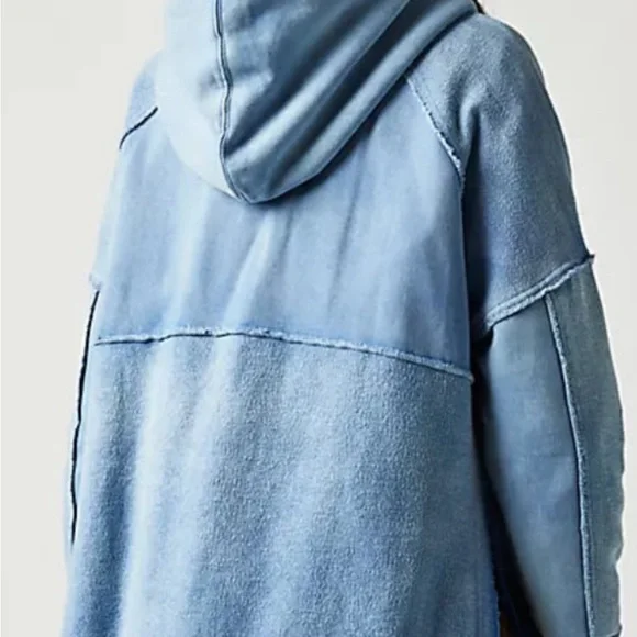 Free People Light Blue Hoodie NWOT - Picture 3 of 6